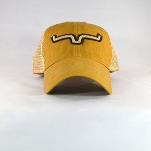 Kimes Ranch Vintage Trucker Horns Applique Mustard Snapback Hat 